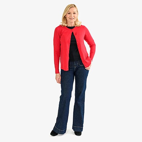 Pure And Natural Crew Neck Cardigans (Size 18) - Red