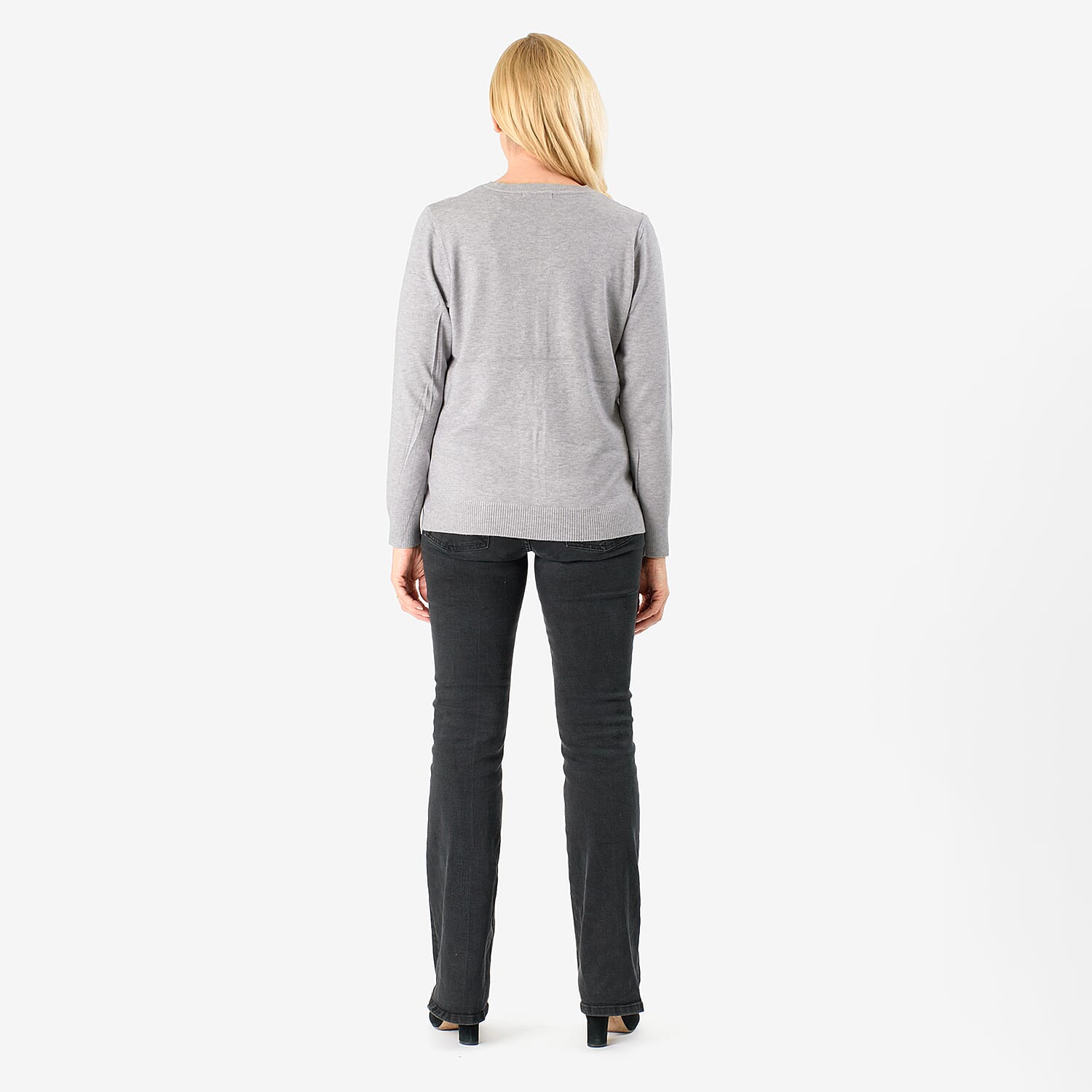 Pure and Natural Crew Neck Cardigan (Size 10) - Grey