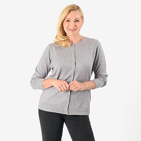 Pure And Natural Crew Neck Cardigans (Size 20) - Grey