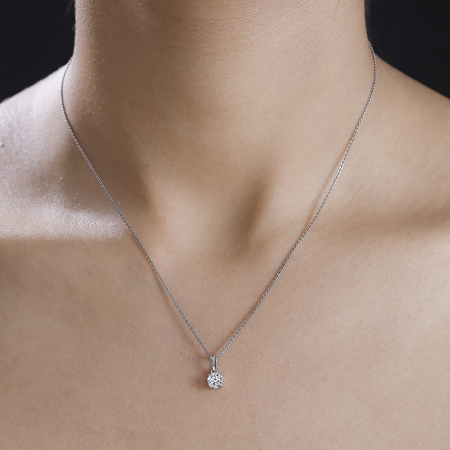 Black Friday Preview Exclusive - Luxuriant Diamond - SGL Certified 9K Yellow Gold SI-GH Lab Grown Diamond Solitaire Pendant, 0.50 Ct - white Gold