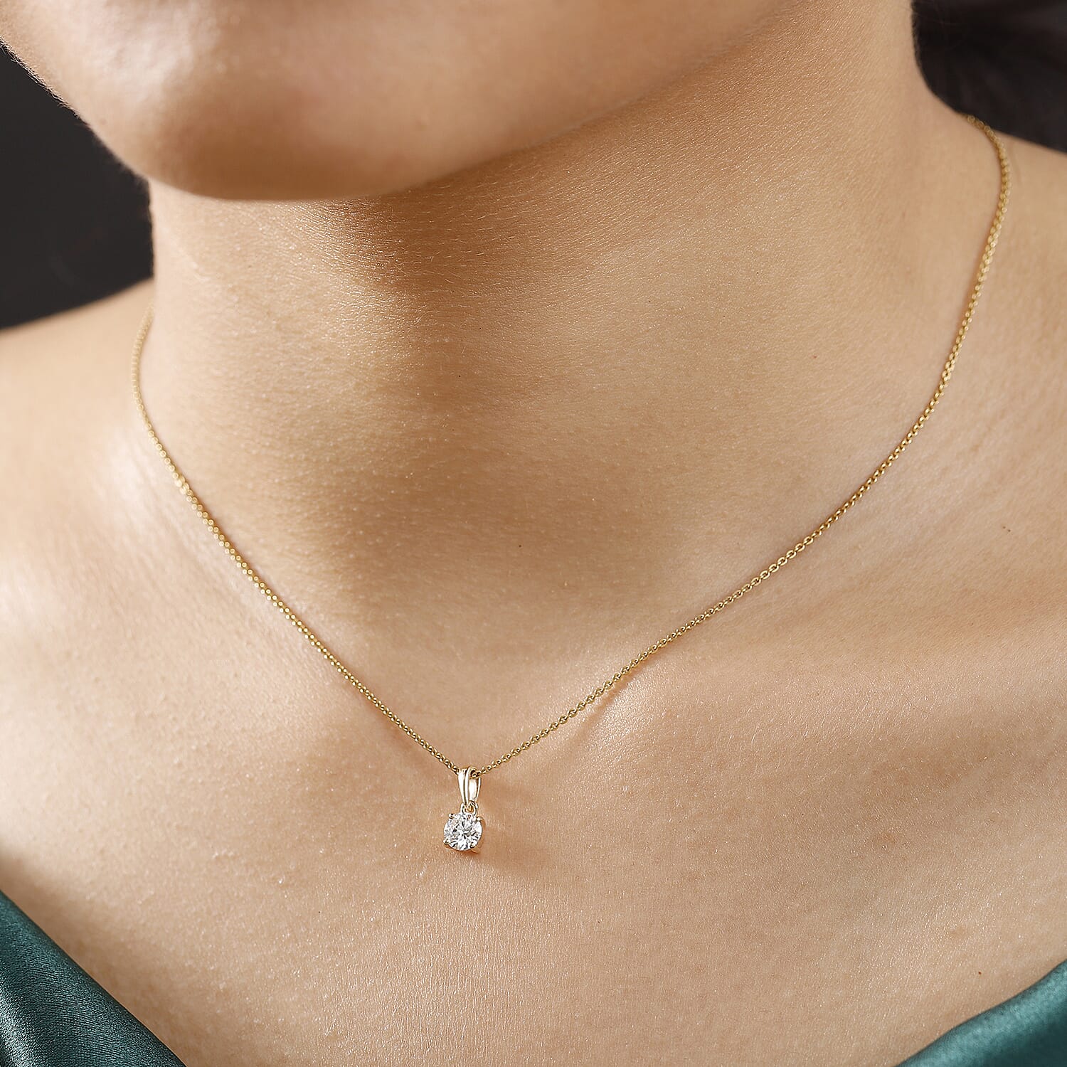 Black Friday Preview Exclusive- Luxuriant Diamond - SGL Certified 9K Yellow Gold SI-GH Lab Grown Diamond Solitaire Pendant, 0.50 Ct - Yellow