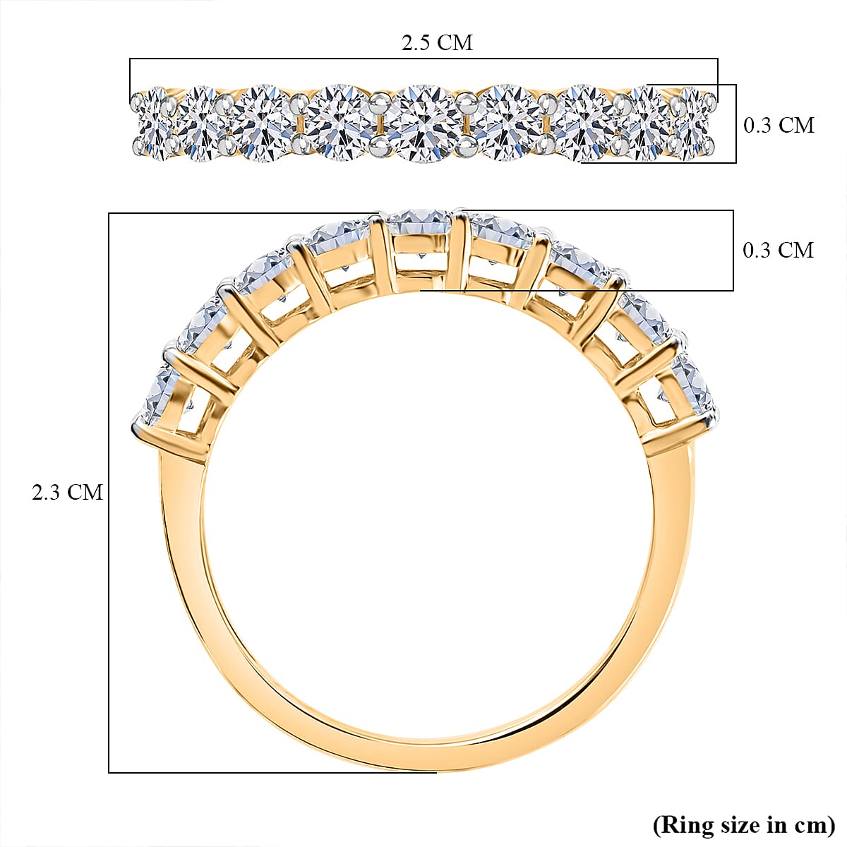 Luxuriant Diamond - Lab Grown Diamond (SI-G-H) Half Eternity Ring 18K YG VermeilSterling Silver 1.000 Ct. Luxuriant Diamond - Lab Grown Diamond (SI-G-H) Half Eternity Ring 18K YG VermeilSterling Silver 1.000 Ct.