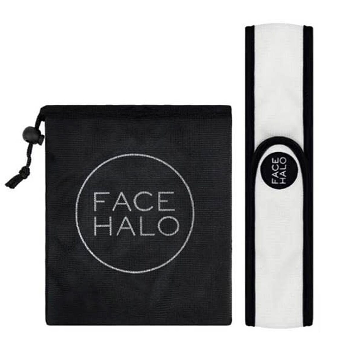 Face Halo Trio Set (Includes Bamboo make up remover - 8 x Bamboo Pads with Bag, Dual-Sided Exfoliator and Polish Pad & Headband with Bag)