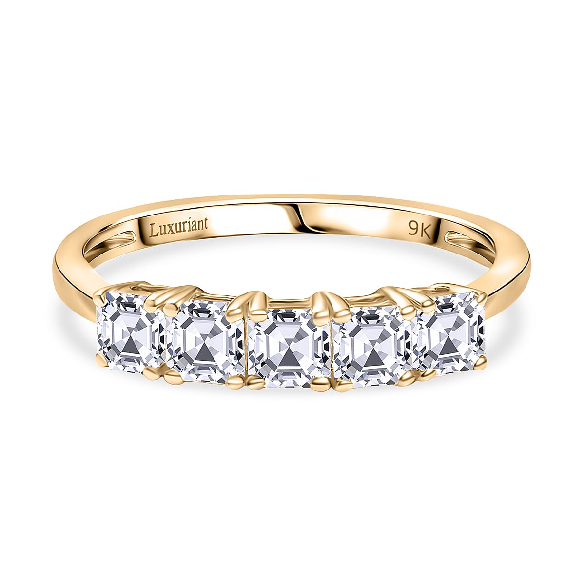 Luxuriant Diamond 9K Yellow Gold VS Lab Grown Diamond EF, VS 5 Stone Ring, Gold Wt.1.8 Gms  1.060  Ct.