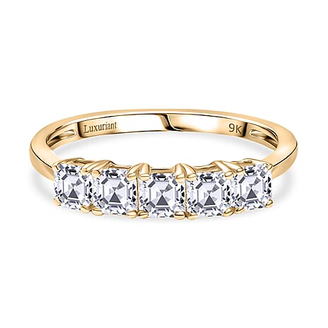 Luxuriant Diamond 9K Yellow Gold VS Lab Grown Diamond EF, VS 5 Stone Ring, Gold Wt.1.8 Gms  1.060  Ct.