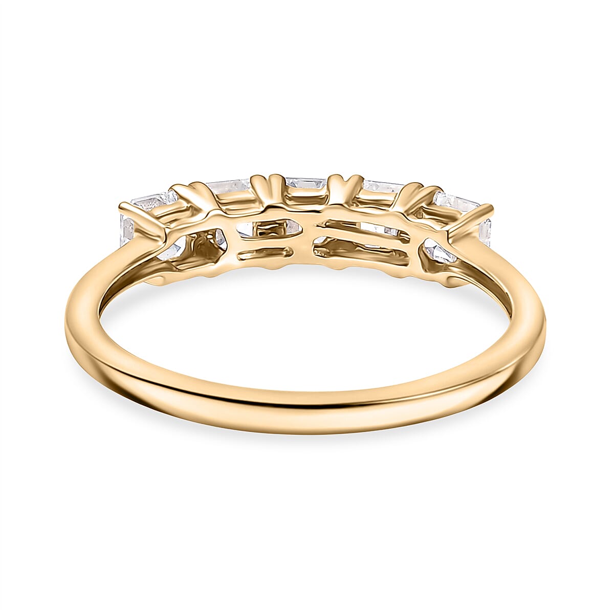 Luxuriant Diamond 9K Yellow Gold VS Lab Grown Diamond EF, VS 5 Stone Ring, Gold Wt.1.8 Gms  1.060  Ct.