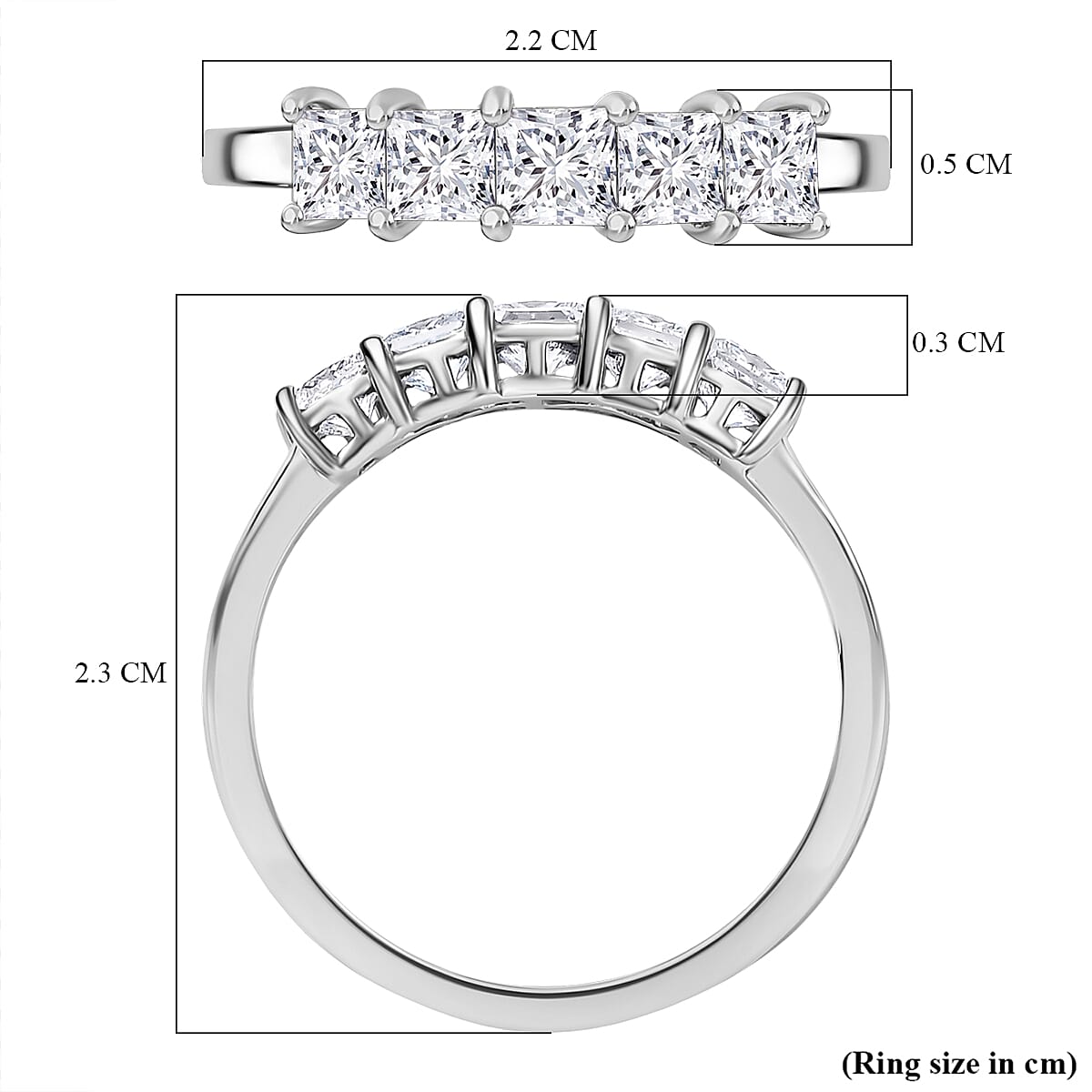 Luxuriant Diamond 950 Platinum VS Lab Grown Diamond EF, VS 5 Stone Ring, Platinum Wt.4 Gms  1.130  Ct.