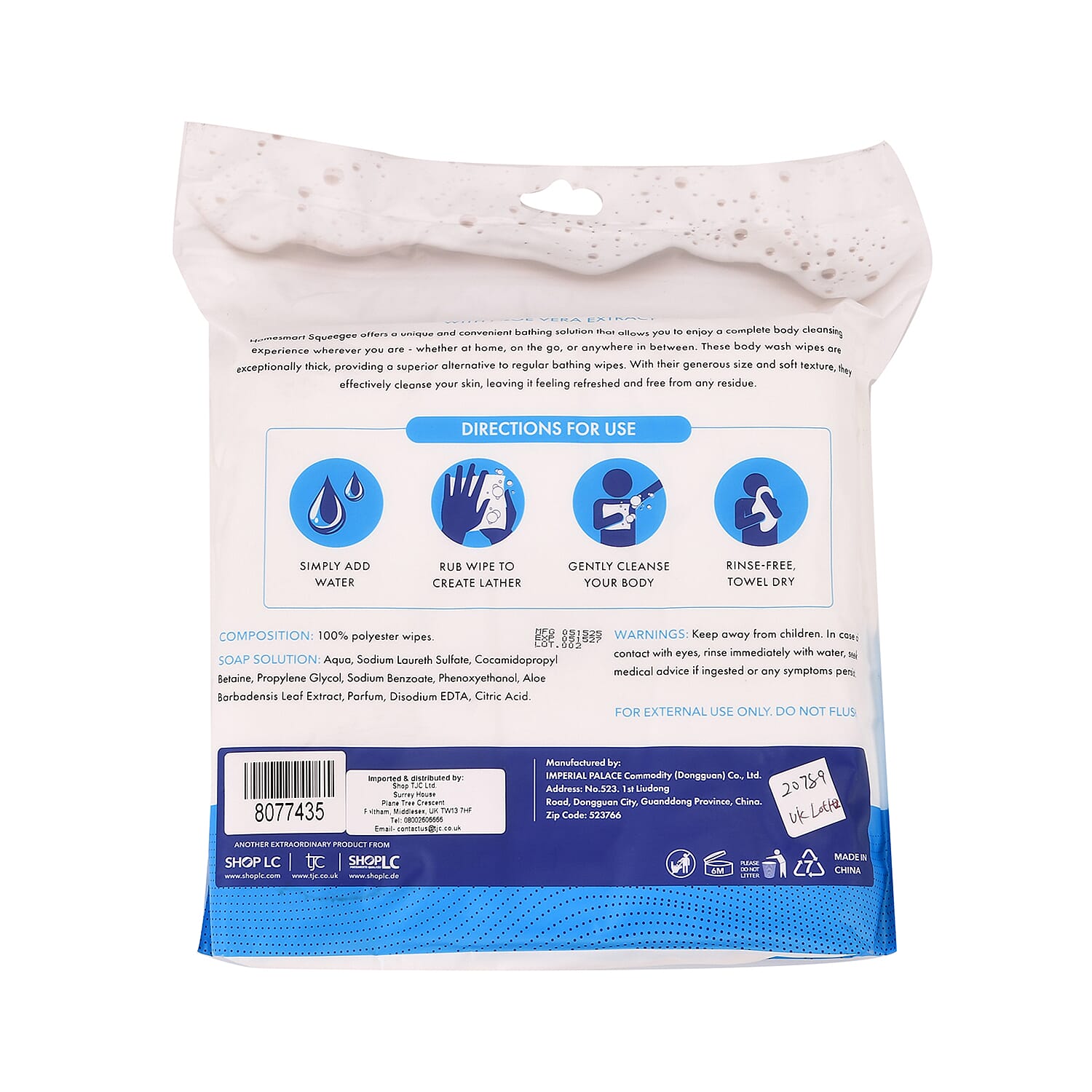 Homesmart 25-Piece Bath Wipes with Nature Scent