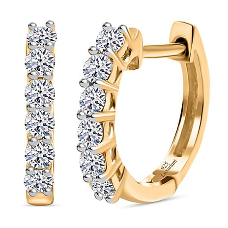 Lab Grown Diamond (SI-G-H) Hoop Earrings in 18K Vermeil Yellow Gold Plated Sterling Silver 0.50 Ct.
