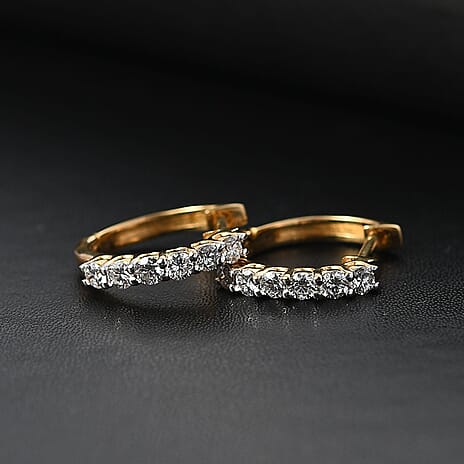 Lab Grown Diamond (SI-G-H) Hoop Earrings in 18K Vermeil Yellow Gold Plated Sterling Silver 0.50 Ct.