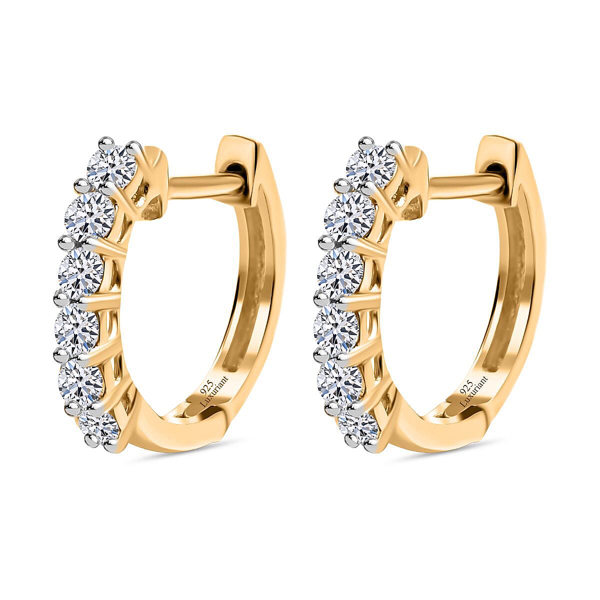 Luxuriant Lab Grown Diamond (SI-GH) Hoop Earrings in 18K Vermeil Yellow Gold Plated Sterling Silver 0.48 Ct.