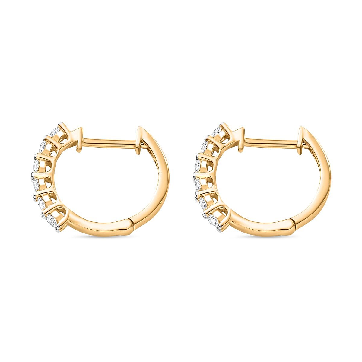 Luxuriant Lab Grown Diamond (SI-GH) Hoop Earrings in 18K Vermeil Yellow Gold Plated Sterling Silver 0.48 Ct.