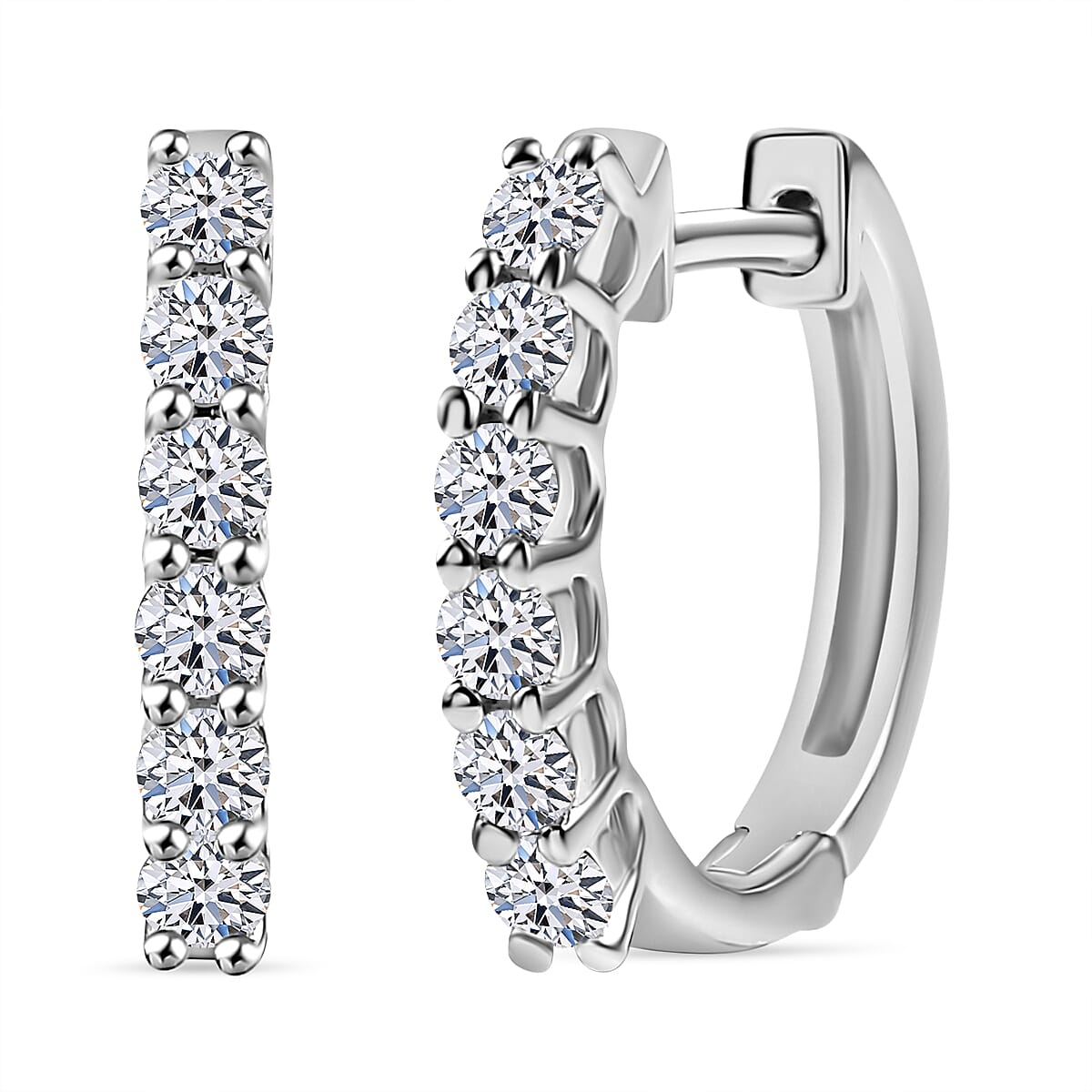 Luxuriant Lab Grown Diamond (SI-GH) Hoop Earrings in Rhodium Overlay Sterling Silver 0.50 Ct.