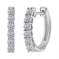 LUXURIANT Lab Grown Diamond (SI G/H) Hoop Earrings in Rhodium Overlay Sterling Silver 0.50 Ct.