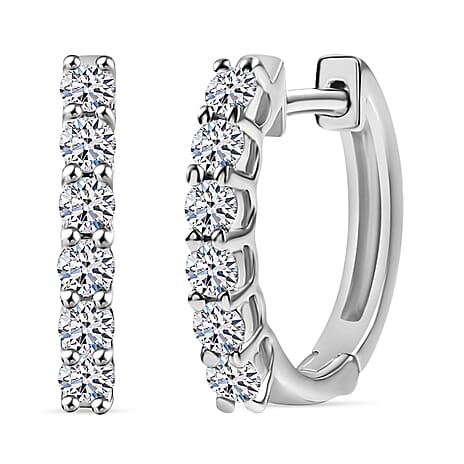Luxuriant Lab Grown Diamond (SI-GH) Hoop Earrings in Rhodium Overlay Sterling Silver 0.50 Ct.