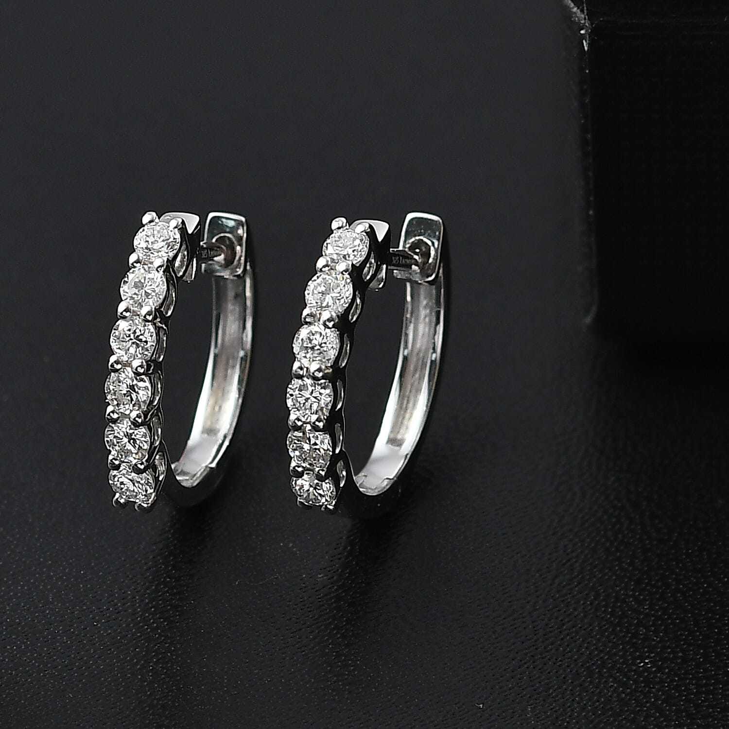 Luxuriant Lab Grown Diamond (SI-GH) Hoop Earrings in Rhodium Overlay Sterling Silver 0.50 Ct.
