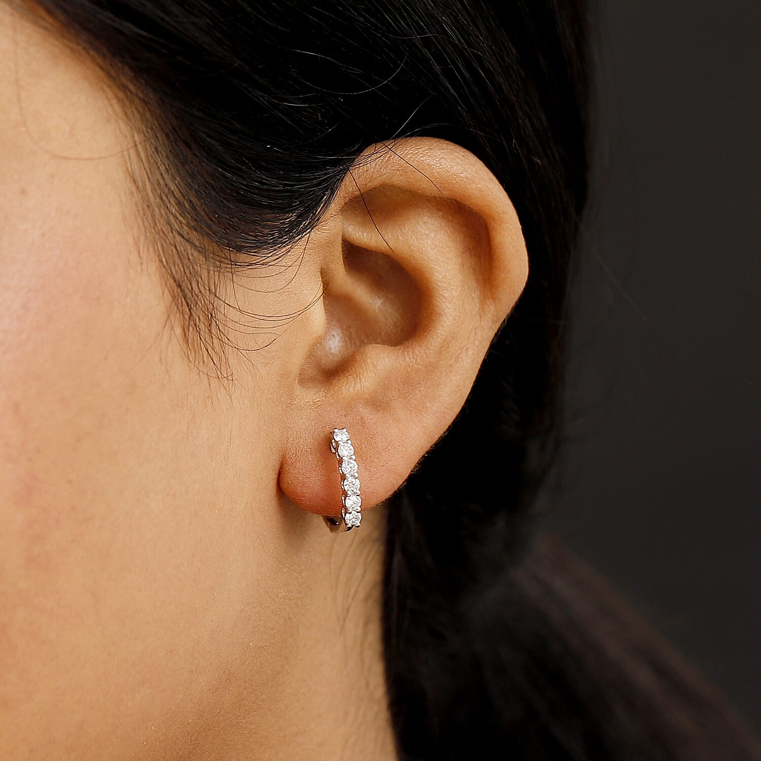 Luxuriant Lab Grown Diamond (SI-GH) Hoop Earrings in Rhodium Overlay Sterling Silver 0.50 Ct.