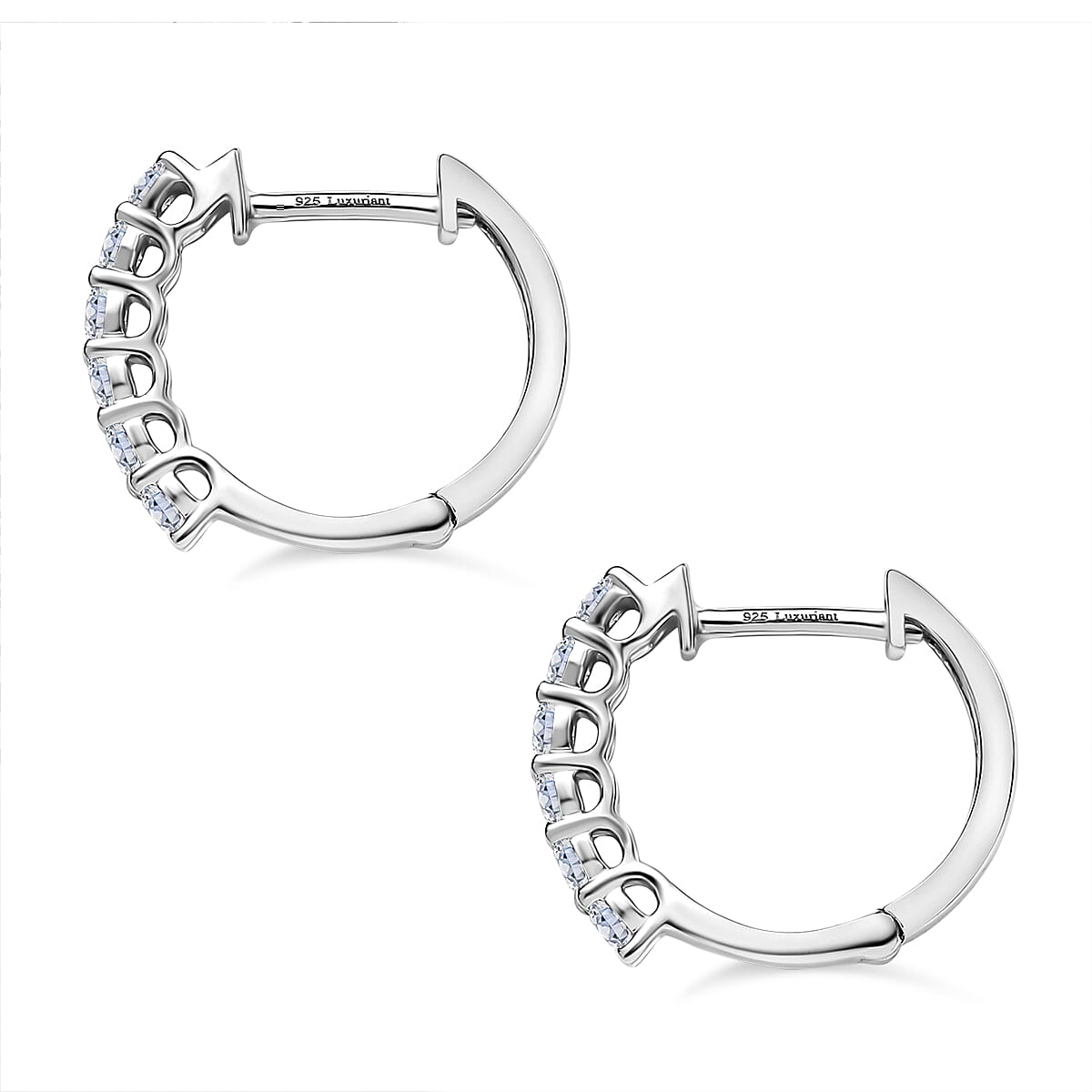Luxuriant Lab Grown Diamond (SI-GH) Hoop Earrings in Rhodium Overlay Sterling Silver 0.50 Ct.