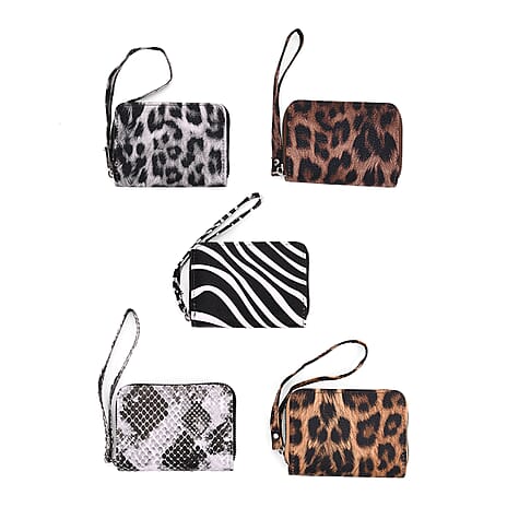 Set of 5 Animal Print Card Holders with Wrist Straps