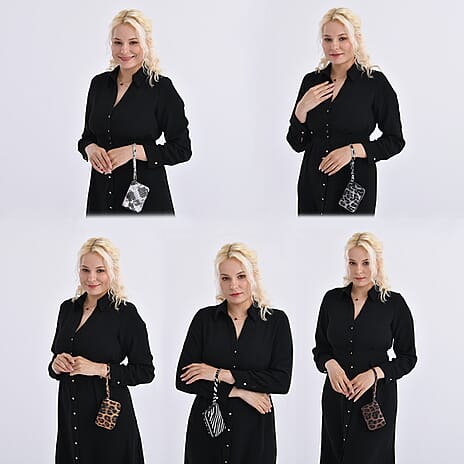 Set of 5 Animal Print Card Holders with Wrist Straps