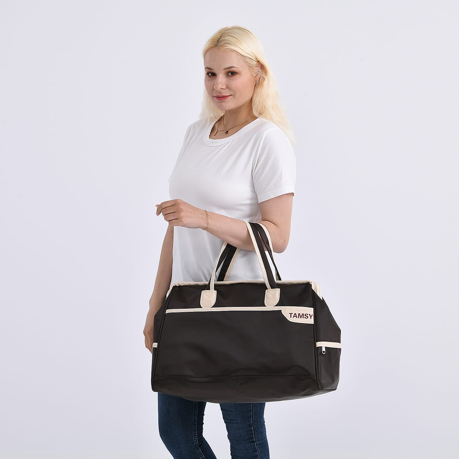 First Time Ever - Tamsy Travel Duffel Bag with Double Handle - Coffee