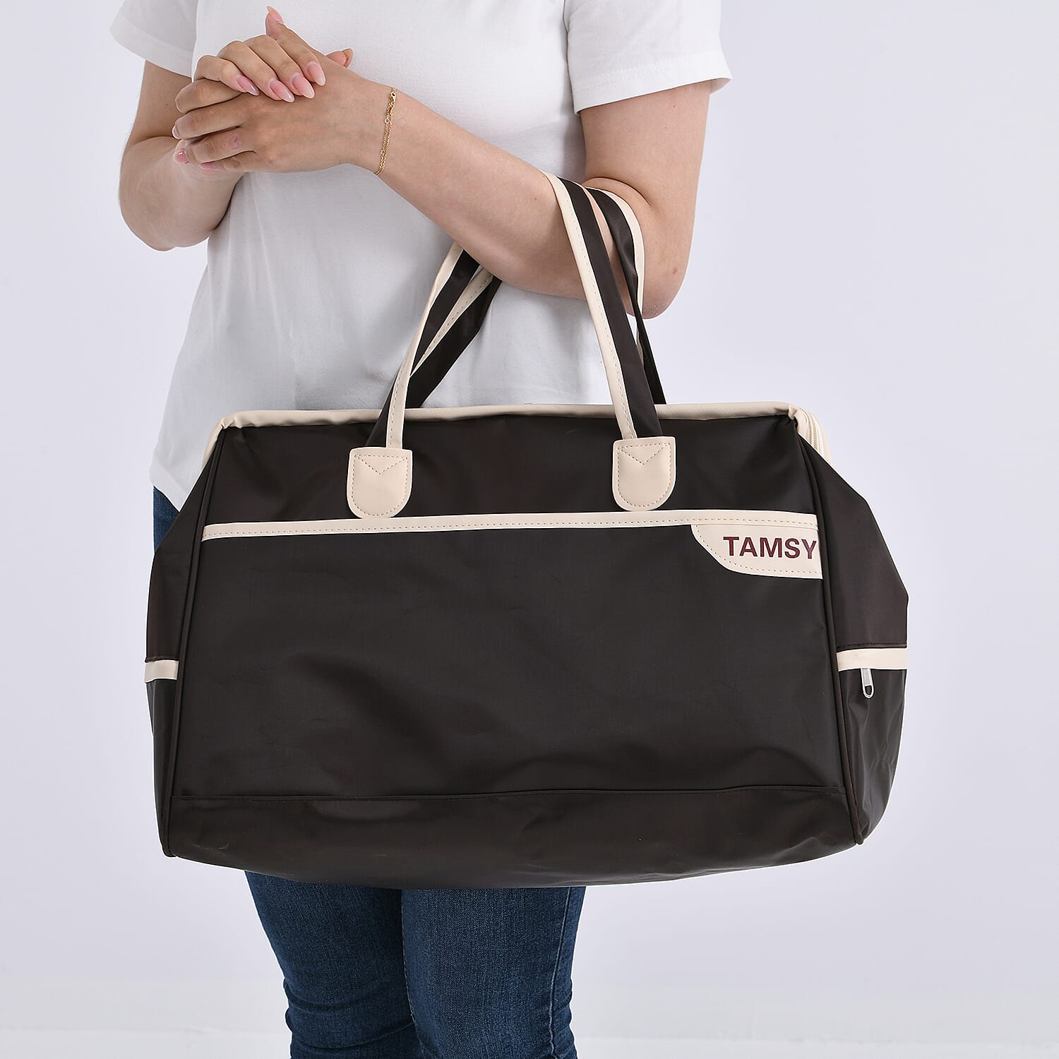 First Time Ever - Tamsy Travel Duffel Bag with Double Handle - Coffee