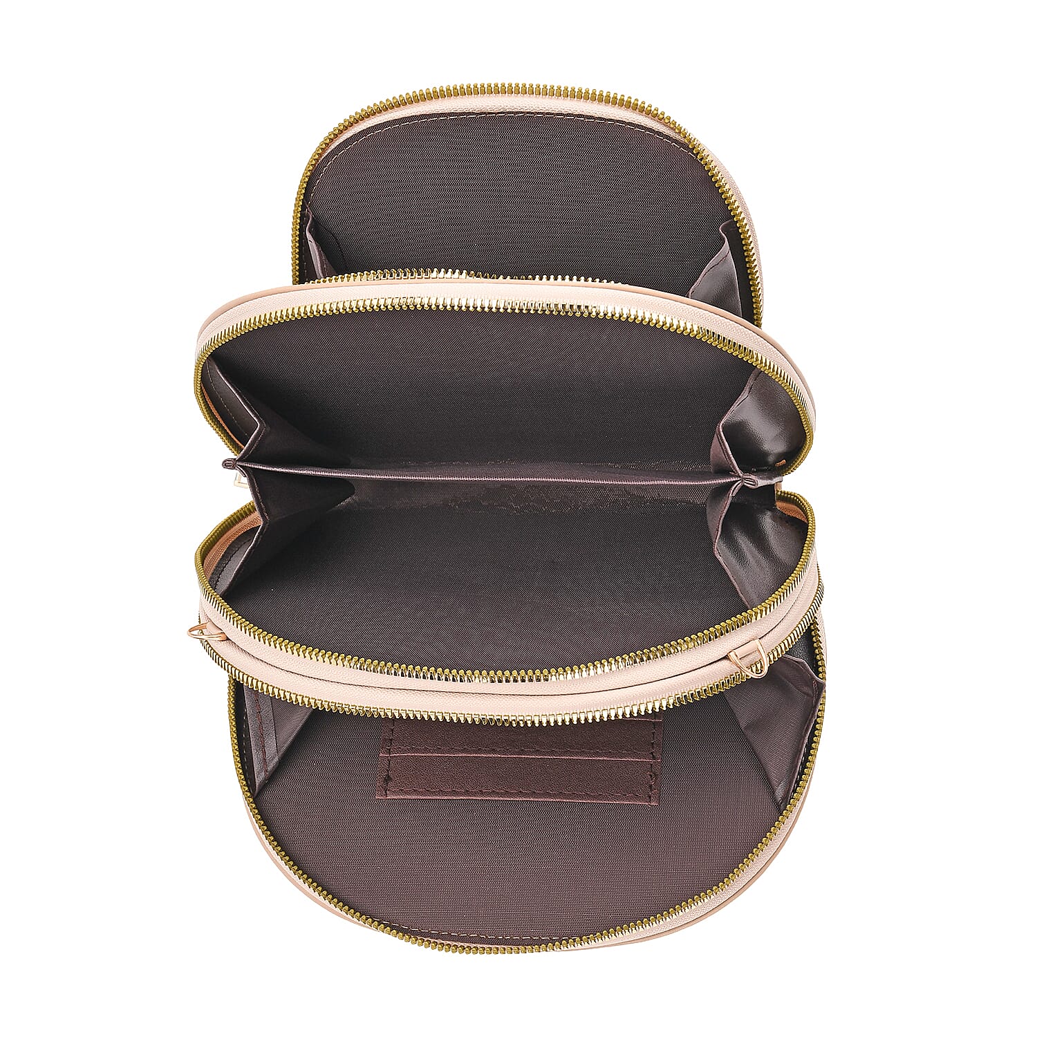 Leatherette Quilted Crossbody Bag with Log Strap - Khaki