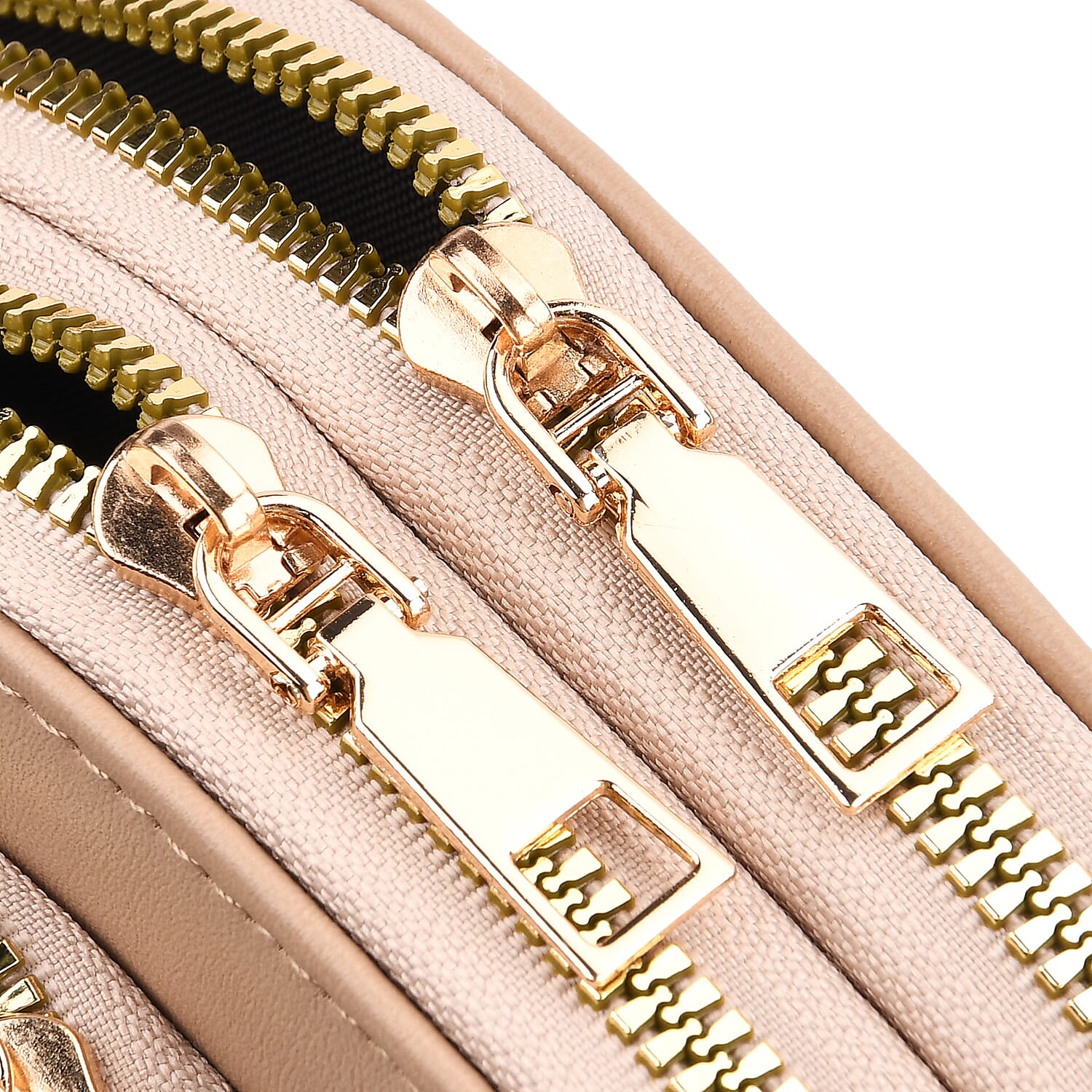 Leatherette Quilted Crossbody Bag with Log Strap - Khaki