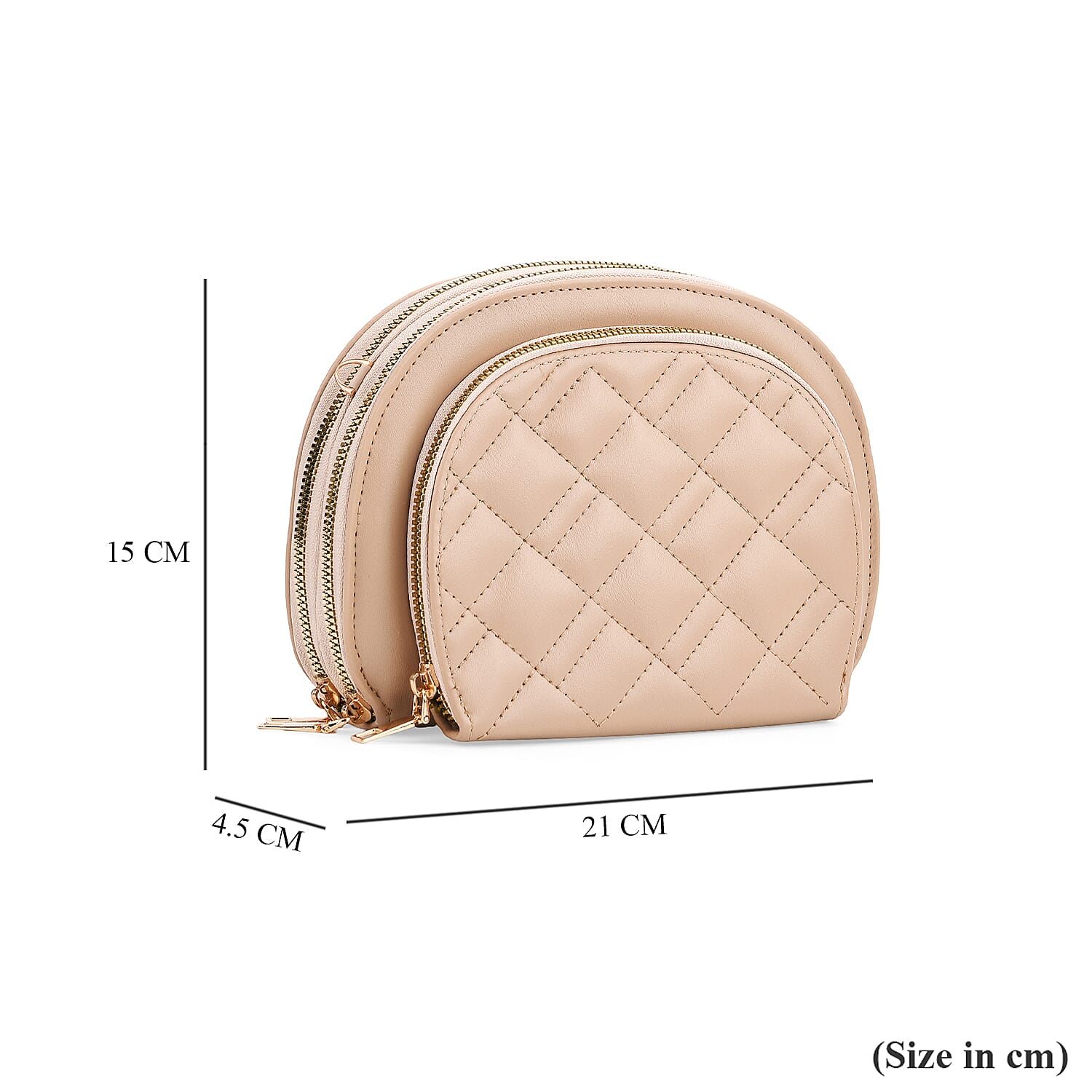 Leatherette Quilted Crossbody Bag with Log Strap - Khaki