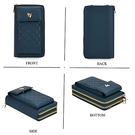 Set of 2 Quilted Cellphone Bags - Pale Lilac - Dark Teal