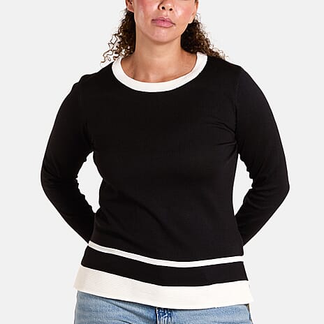 SALLIS Knitted Jumper (Size - Large) - Black Cream