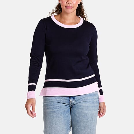 SALLIS Knitted Jumper (Size - Medium) - Navy Pink