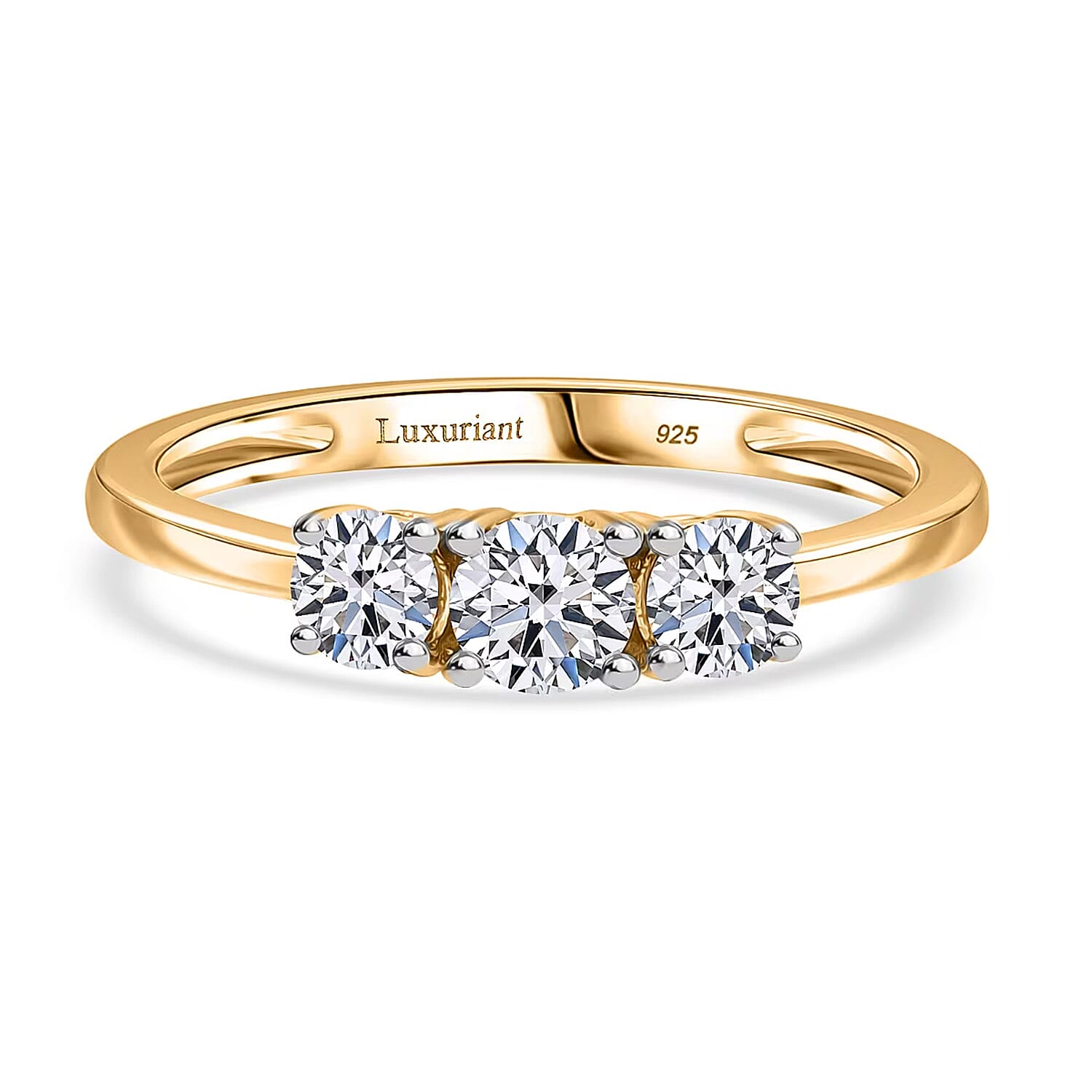 Luxuriant Diamond Lab Grown Diamond (SI-GH) Trilogy Ring in Sterling Silver