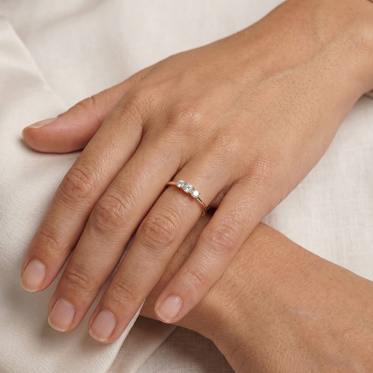 Luxuriant Diamond Lab Grown Diamond (SI-GH) Trilogy Ring in Sterling Silver