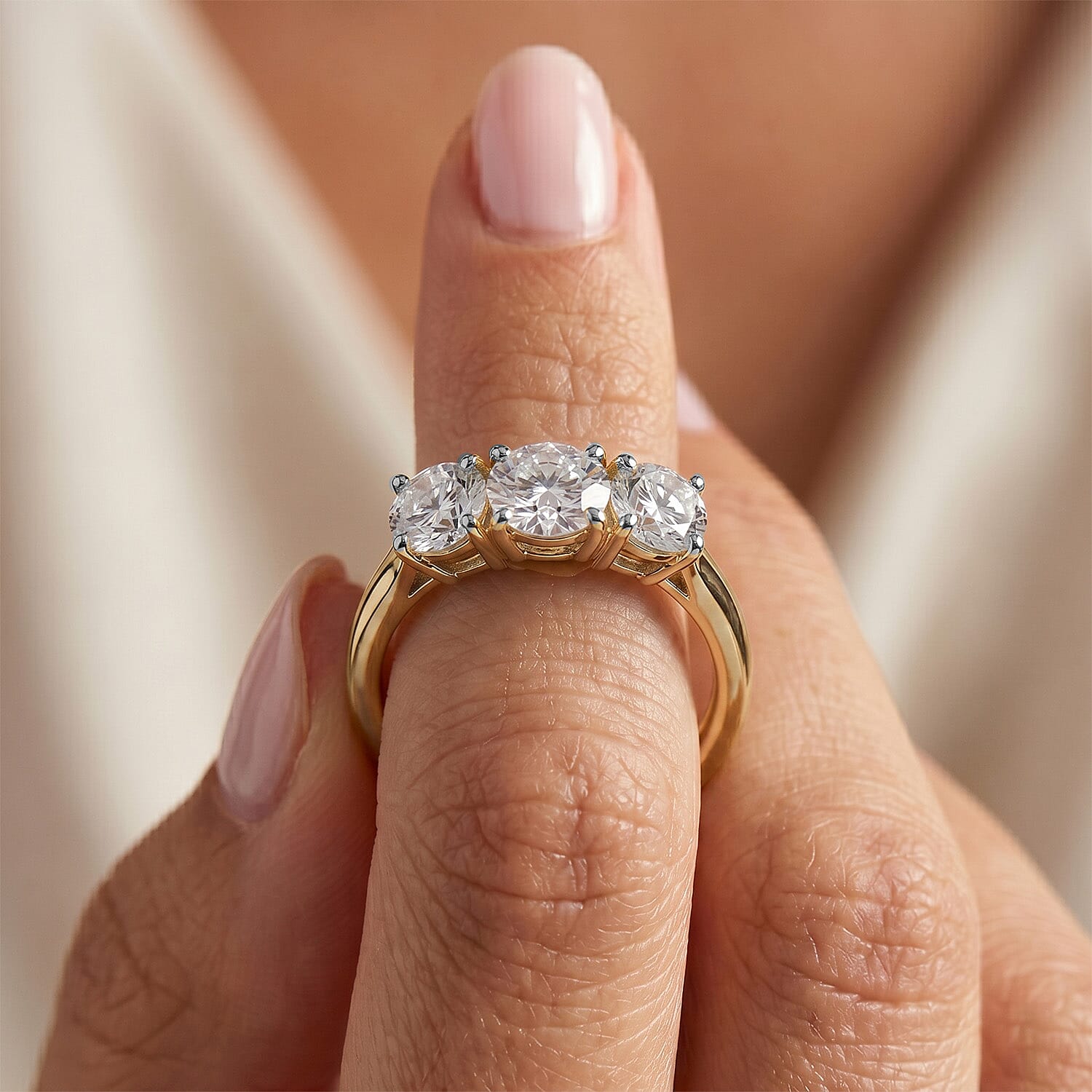 Luxuriant Diamond Lab Grown Diamond (SI-GH) Trilogy Ring in Sterling Silver