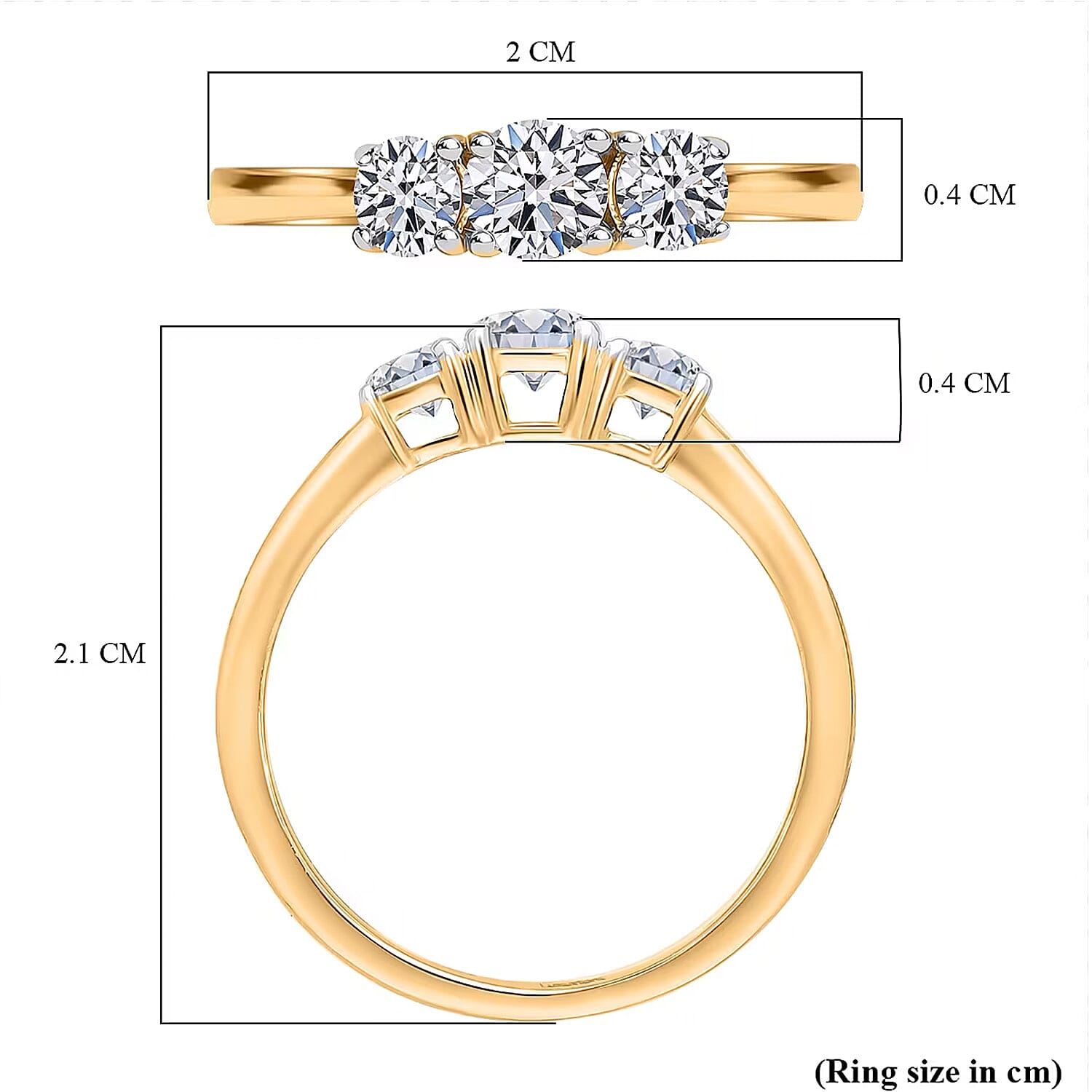 Luxuriant Diamond Lab Grown Diamond (SI-GH) Trilogy Ring in Sterling Silver