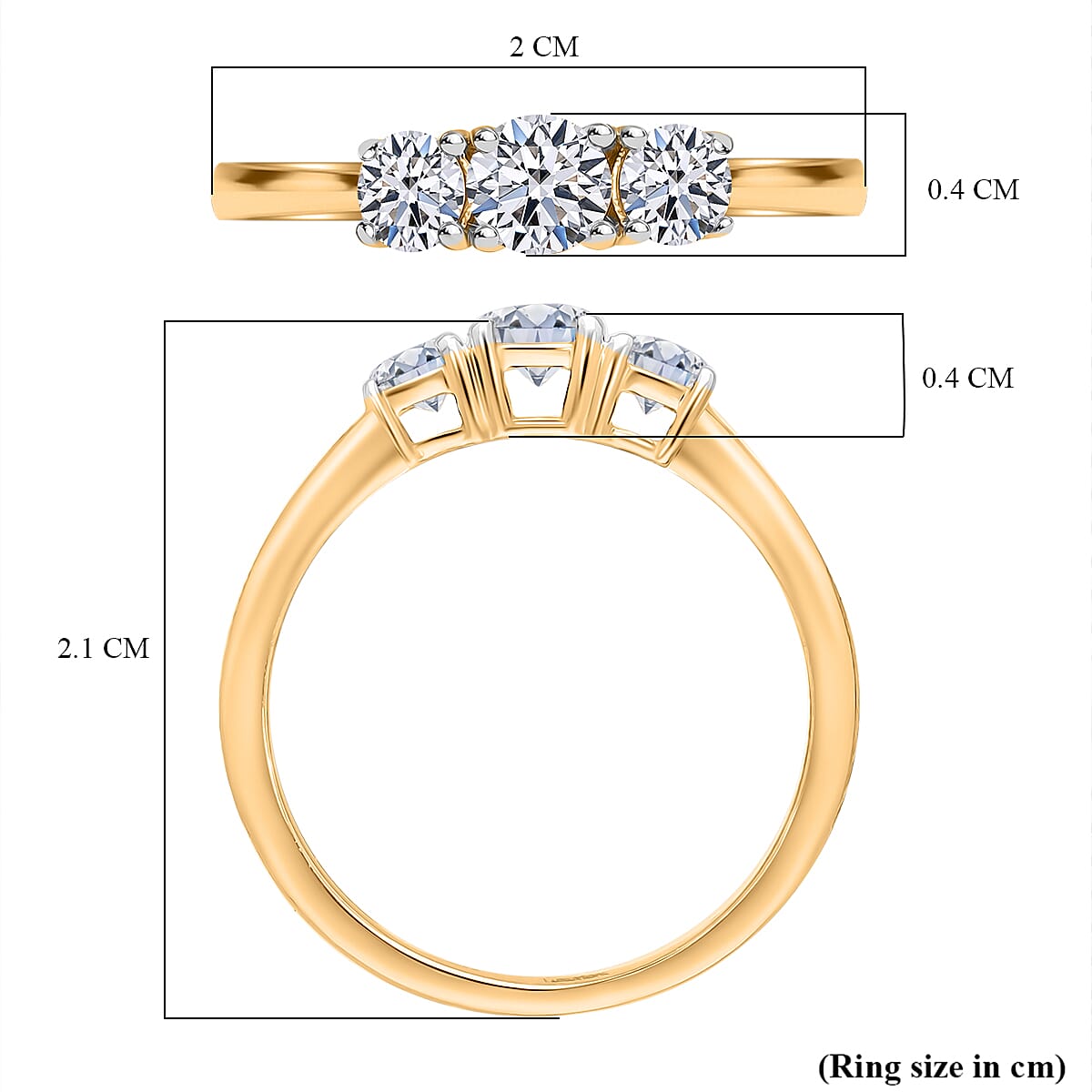 Luxuriant Diamond Lab Grown Diamond (SI-GH) Trilogy Ring in Sterling Silver