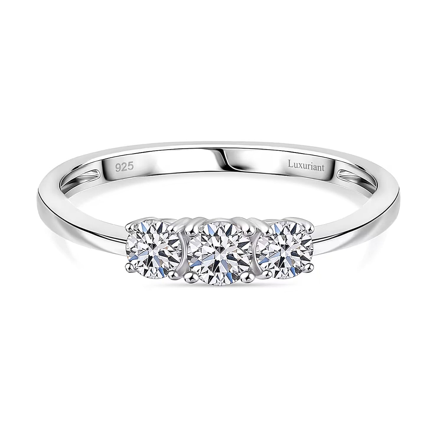 Luxuriant Diamond Lab Grown Diamond (SI-GH) Trilogy Ring in Sterling Silver