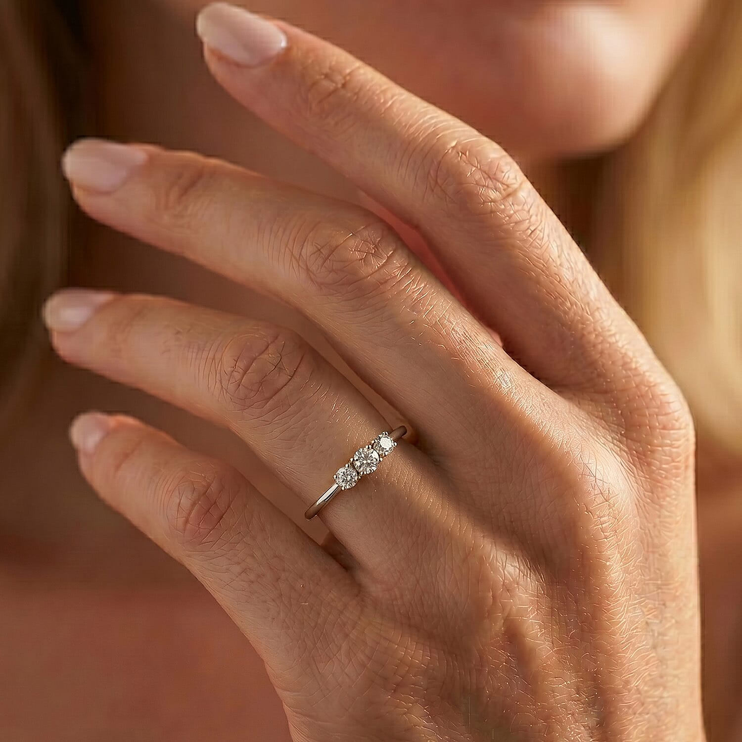 Luxuriant Diamond Lab Grown Diamond (SI-GH) Trilogy Ring in Sterling Silver