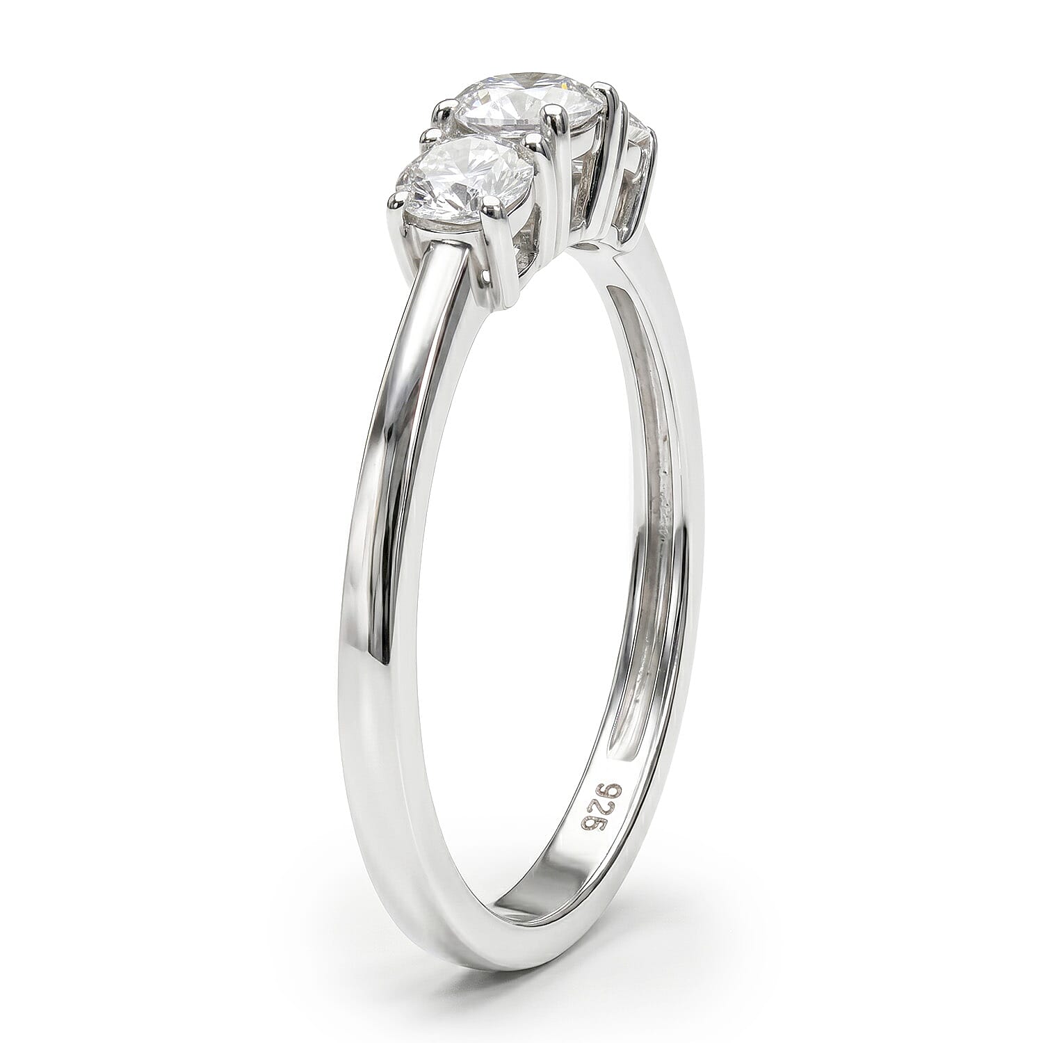 Luxuriant Diamond Lab Grown Diamond (SI-GH) Trilogy Ring in Sterling Silver