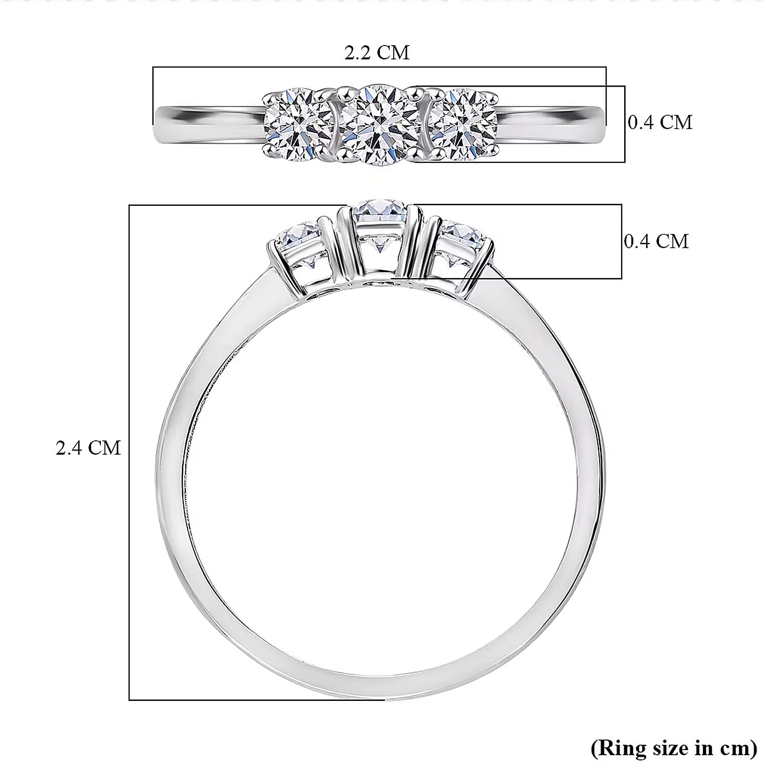 Luxuriant Diamond Lab Grown Diamond (SI-GH) Trilogy Ring in Sterling Silver
