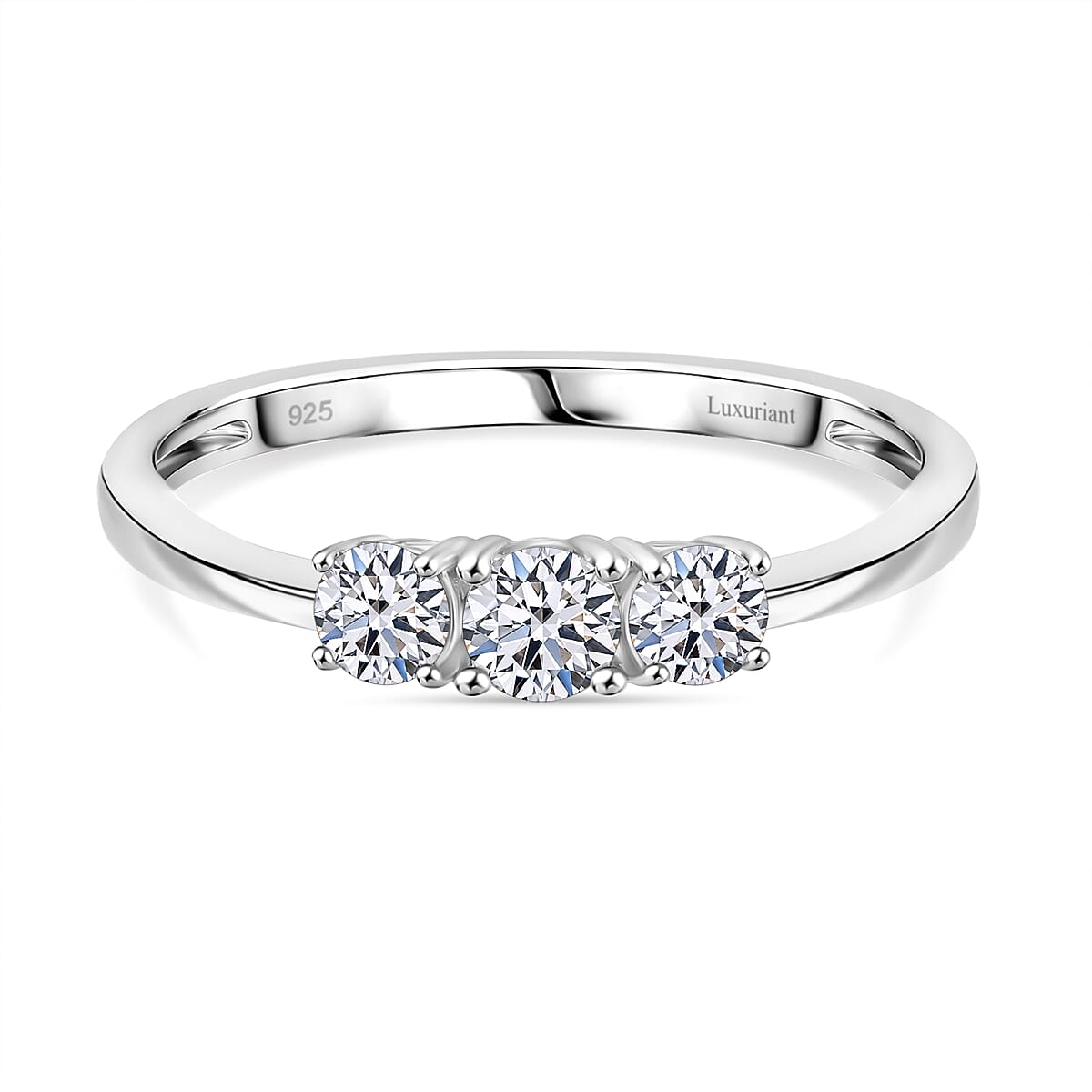 Luxuriant Diamond Lab Grown Diamond (SI-GH) Trilogy Ring in Sterling Silver
