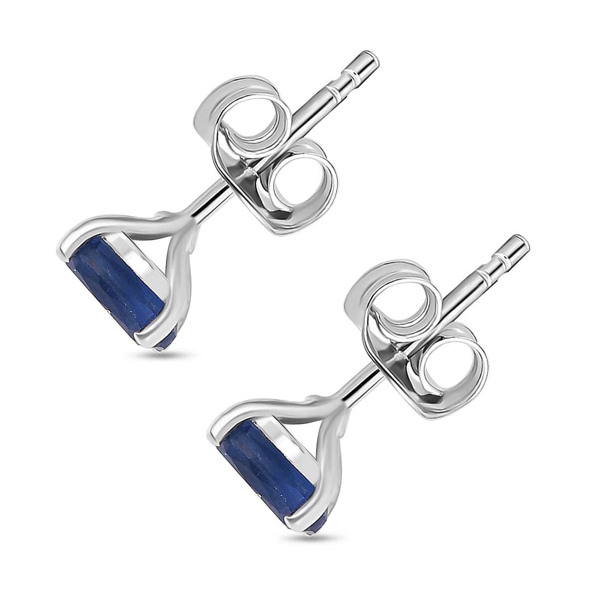 AAA Natural Kashmir Kyanite Solitaire Stud Push Post Earring with Push Back in Rhodium Overlay Sterling Silver 1.24 Ct.