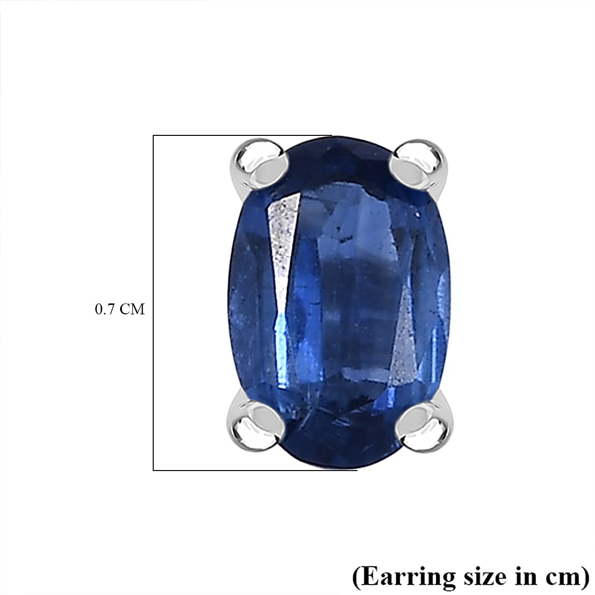 AAA Natural Kashmir Kyanite Solitaire Stud Push Post Earring with Push Back in Rhodium Overlay Sterling Silver 1.24 Ct.