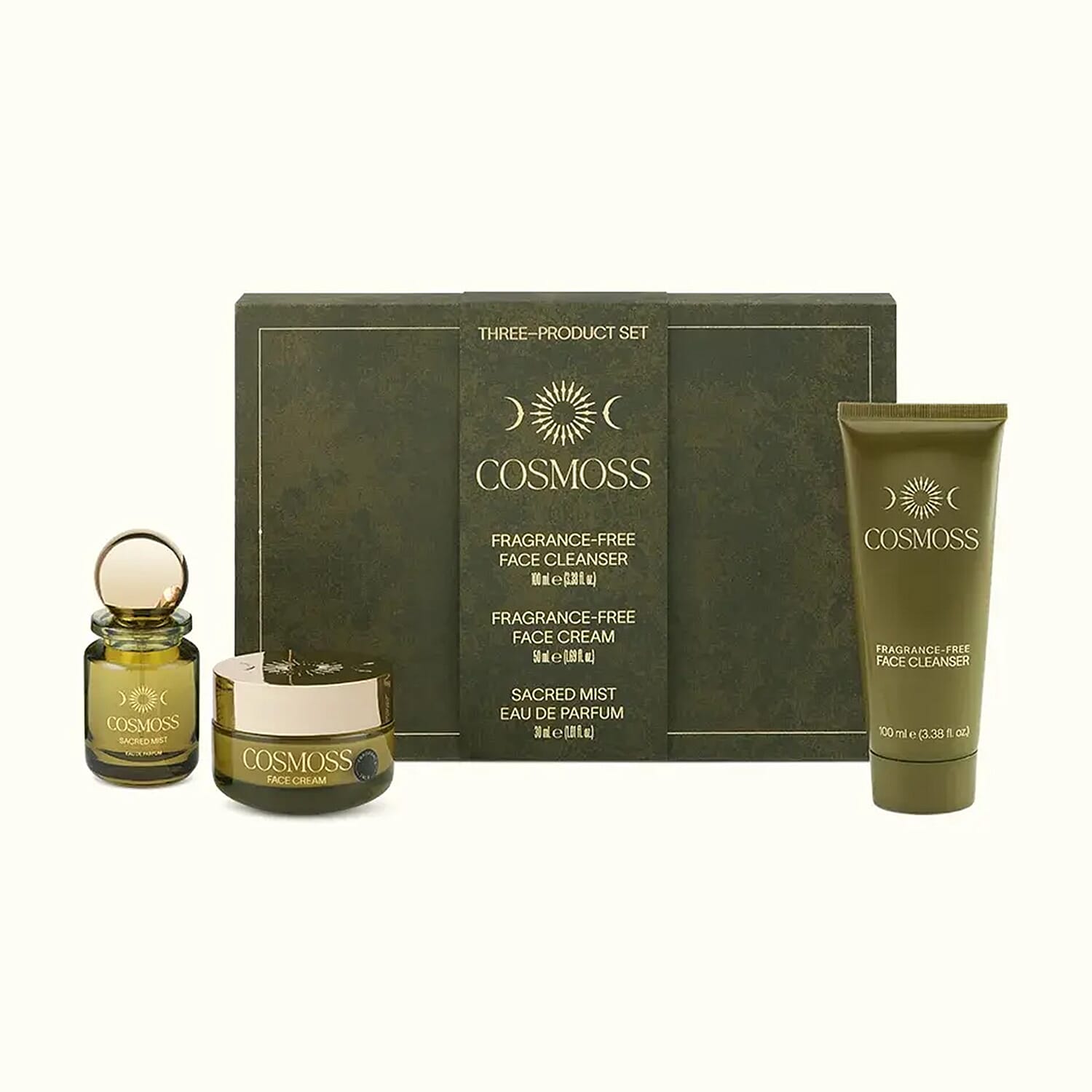 Cosmoss Fragrance Free - 3 Piece Skincare Gift Set (Incl. Face Cleanser 100ml, Face Cream 50ml & Sacred Mist 30ml)