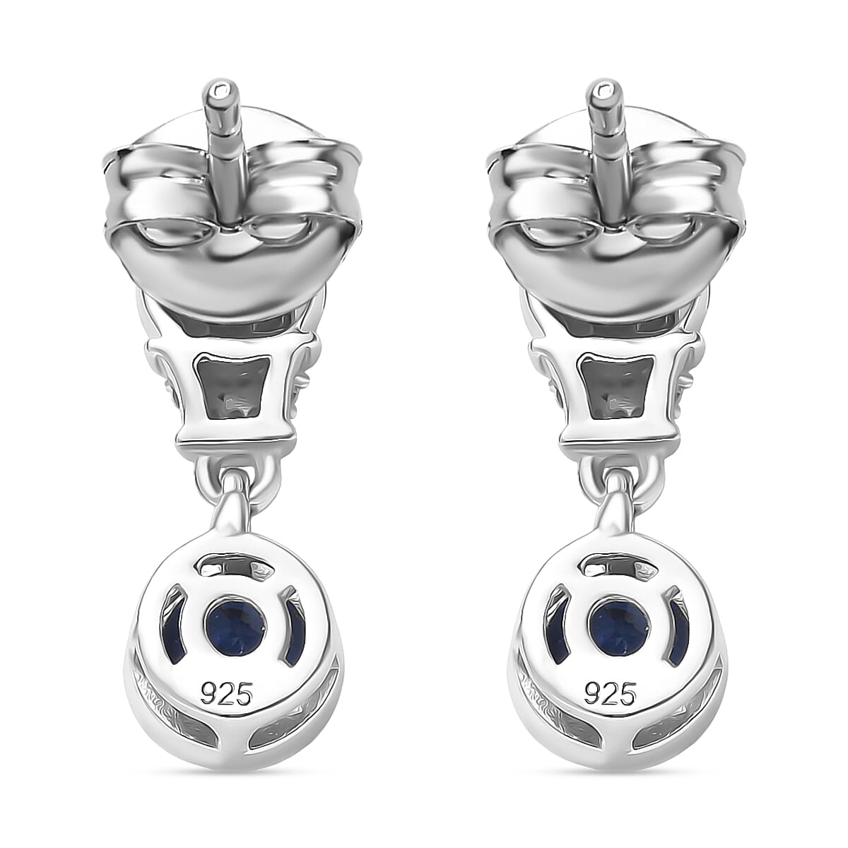 AAA Natural Kashmir Kyanite & White Zircon Dangling Earring with Push Back in Rhodium Overlay Sterling Silver 1.87 Ct. AAA Natural Kashmir Kyanite & White Zircon Dangling Earring with Push Back in Rhodium Overlay Sterling Silver 1.87 Ct.