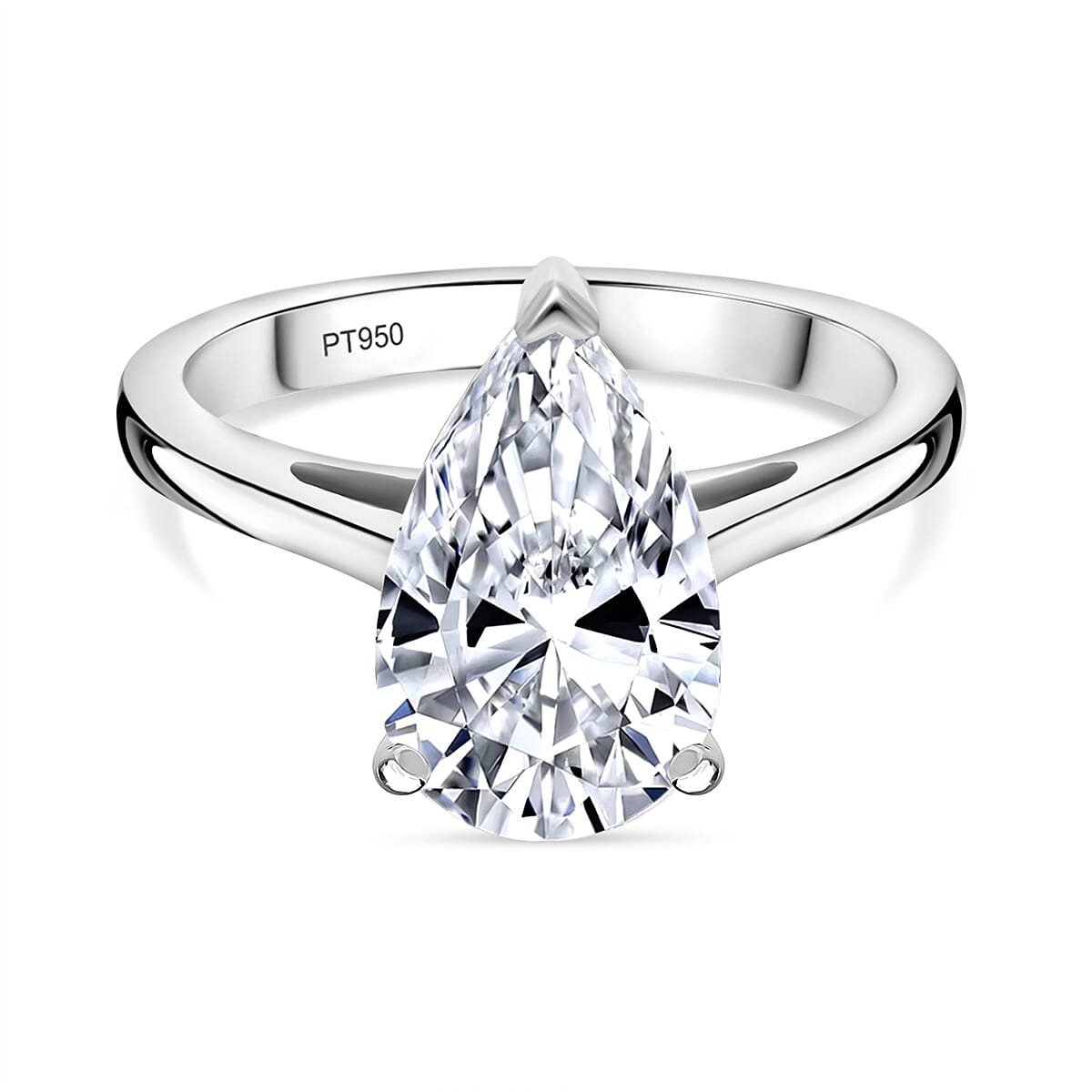 RACHEL GALLEY 950 Platinum IGI Certified (VS-E-F) Pear Cut Lab Grown Diamond Ring 3.04 Ct, Platinum Wt. 5.87 Gms.