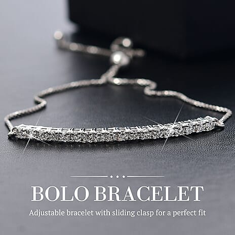 Lab Grown Diamond Chain Bracelet (Size - 10.5) in Rhodium OverlaySterling Silver  1.008  Ct.
