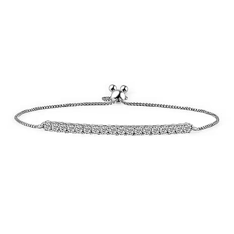 Lab Grown Diamond Chain Bracelet (Size - 10.5) in Rhodium OverlaySterling Silver  1.008  Ct.