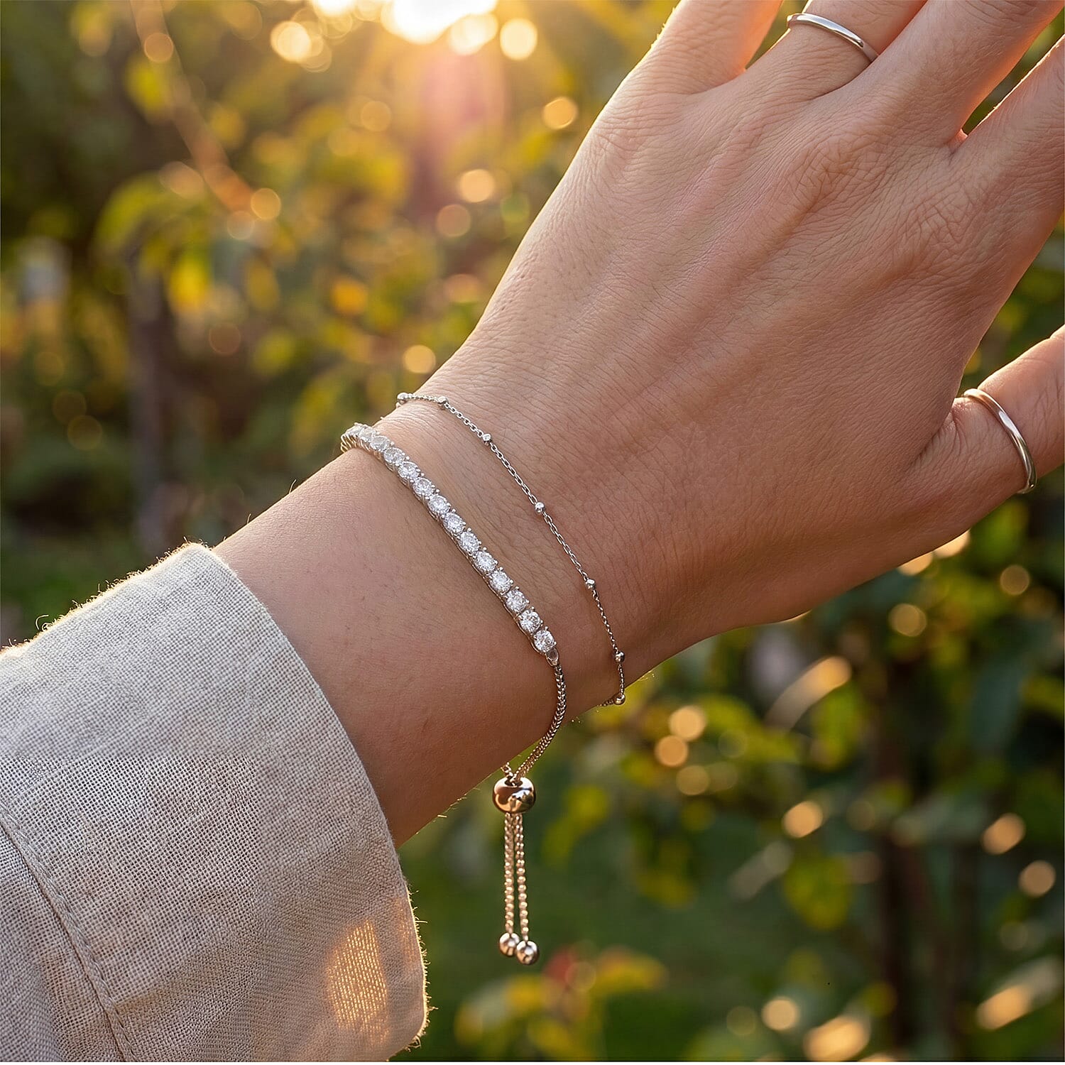 Lab Grown Diamond Chain Bracelet (Size - 10.5) in Rhodium OverlaySterling Silver  1.008  Ct.